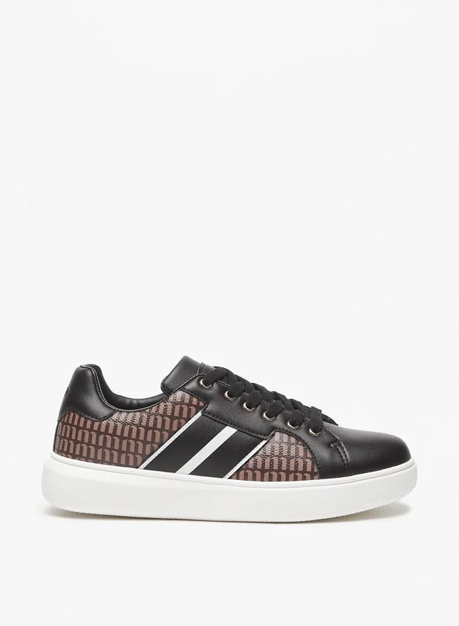 MISSY Women's Monogram Print Sneakers with Lace-Up Closure