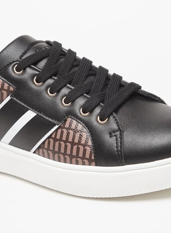 MISSY Women's Monogram Print Sneakers with Lace-Up Closure