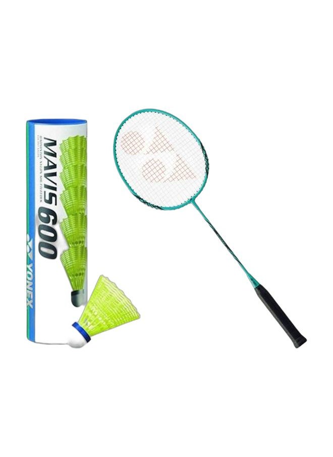 Yonex B 4000 Mint Ug4 + Mavis 600 Blue Cap Medium Badminton Shuttlecock 6 Pack, Yellow Pack  - Image 1