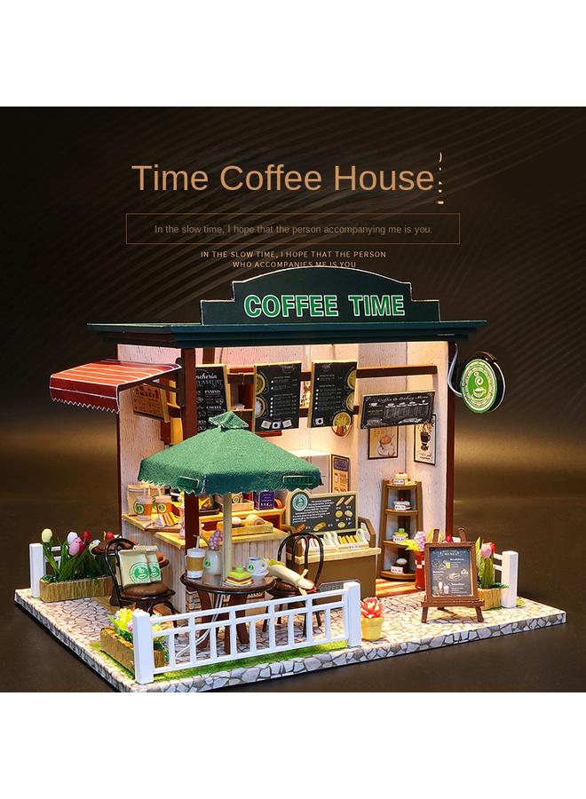 Bluejw Time Coffee House Diy Cabin European Style Shop Wooden Handmade Assembled Model Villa Toy Gift - Image 4