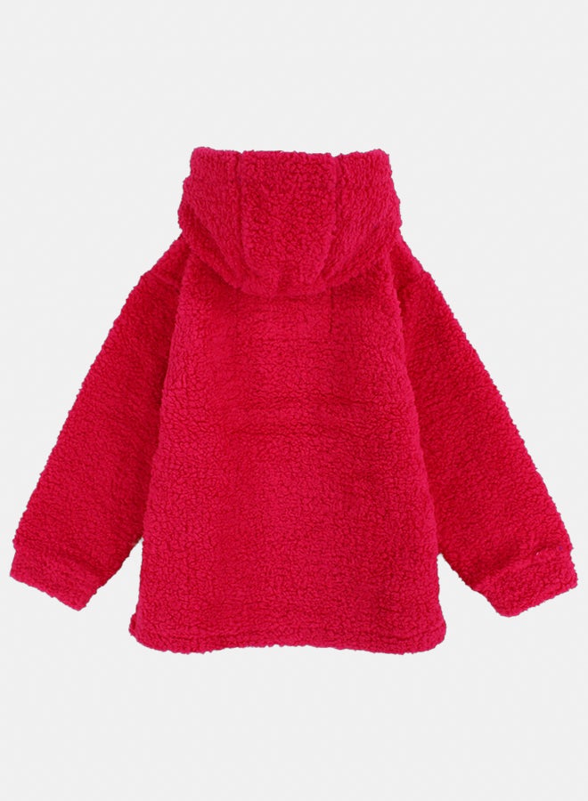playmore Kids Unisex Fleeced Teddy Jacket – Fuchsia - Image 2