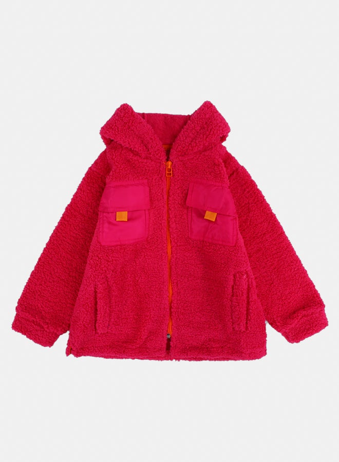 playmore Kids Unisex Fleeced Teddy Jacket – Fuchsia - Image 1