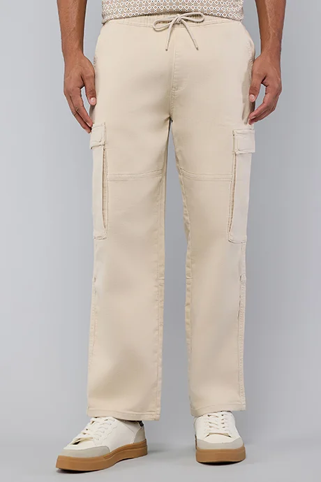 أر أند بي Solid Cargo Jeans with Drawstring Waist