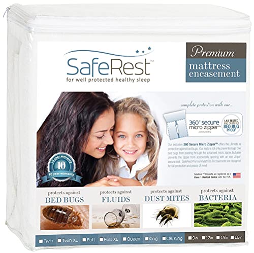 SafeRest Zippered Mattress Protector - Premium 12-15 Inch Waterproof Mattress Cover for Bed - Breathable, Noiseless Washable Mattress Encasement - Full - Image 1