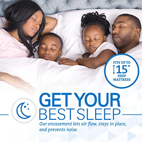 SafeRest Zippered Mattress Protector - Premium 12-15 Inch Waterproof Mattress Cover for Bed - Breathable, Noiseless Washable Mattress Encasement - Full - Image 4