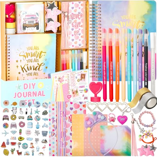 R RUCKERCO Girls DIY Diary 54 Pcs Diary Set, Toys for Ages 6 7 8 9 10 11 12 13, DIY Stationery Set, Thin Stickers and Little Girls Daily Supplies, Gifts for Teen Good Idea Choice - Image 1