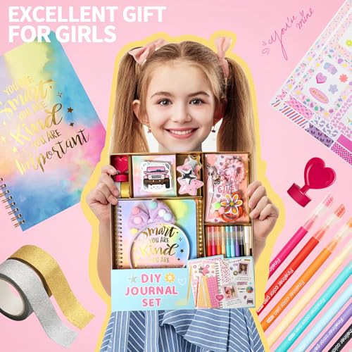 R RUCKERCO Girls DIY Diary 54 Pcs Diary Set, Toys for Ages 6 7 8 9 10 11 12 13, DIY Stationery Set, Thin Stickers and Little Girls Daily Supplies, Gifts for Teen Good Idea Choice - Image 4