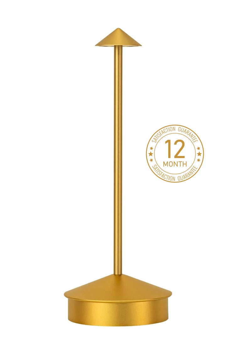 Levin Germany Portable Gold Cordless LED Table Lamp – USB-C Rechargeable, 3 Light Colors, Dimmable, Aluminum Body, 1-Year Warranty - Image 1