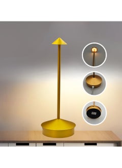 Levin Germany LEVIN Cordless LED Table Lamp, USB Rechargeable & Dimmable, 360° Shadowless Lighting, 3 Color Modes, Portable Aluminum Acrylic Lamp for Home, Garden, Restaurant, and Hotel, 5W, Gold, 1-Year Warranty  - Image 2