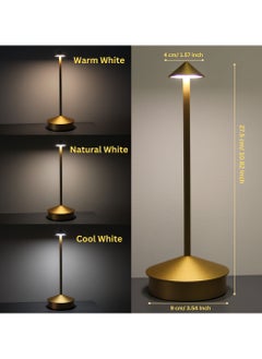 Levin Germany LEVIN Cordless LED Table Lamp, USB Rechargeable & Dimmable, 360° Shadowless Lighting, 3 Color Modes, Portable Aluminum Acrylic Lamp for Home, Garden, Restaurant, and Hotel, 5W, Gold, 1-Year Warranty  - Image 3