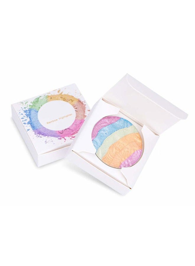 FantasyDay Pro 6 Colors 3D Baked Rainbow Highlighter Eyeshadow Makeup Palette Xmas Cosmetic Blusher Shimmer Powder Contouring Kit Unicorn Blush - Image 1