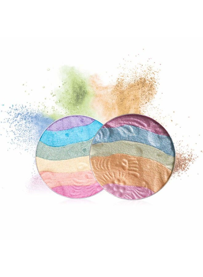 FantasyDay Pro 6 Colors 3D Baked Rainbow Highlighter Eyeshadow Makeup Palette Xmas Cosmetic Blusher Shimmer Powder Contouring Kit Unicorn Blush - Image 4