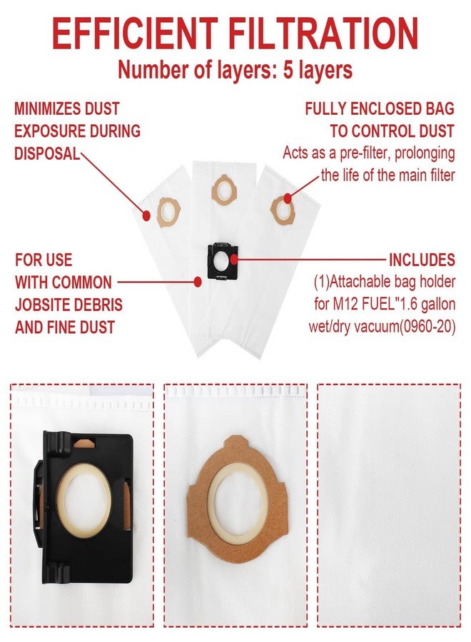 LanKstet 49-90-2016 Vacuum Bags (3 Pcs) Fits for 0960-20 & 0970-20 Vacuum Fleece Dust Bags - Image 4