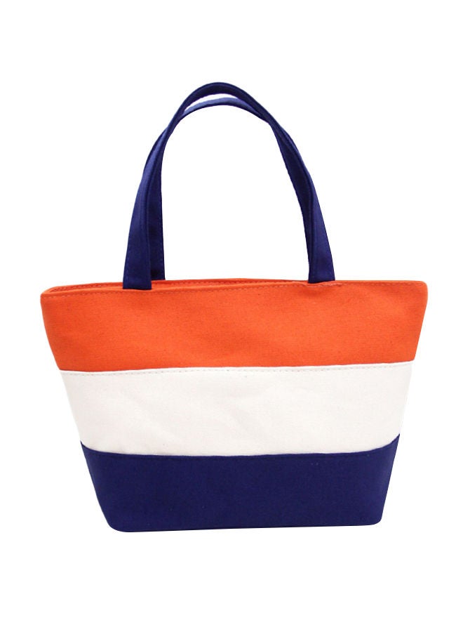 NIBEMINENT Striped Versatile Zipper Shopper Tote Orange