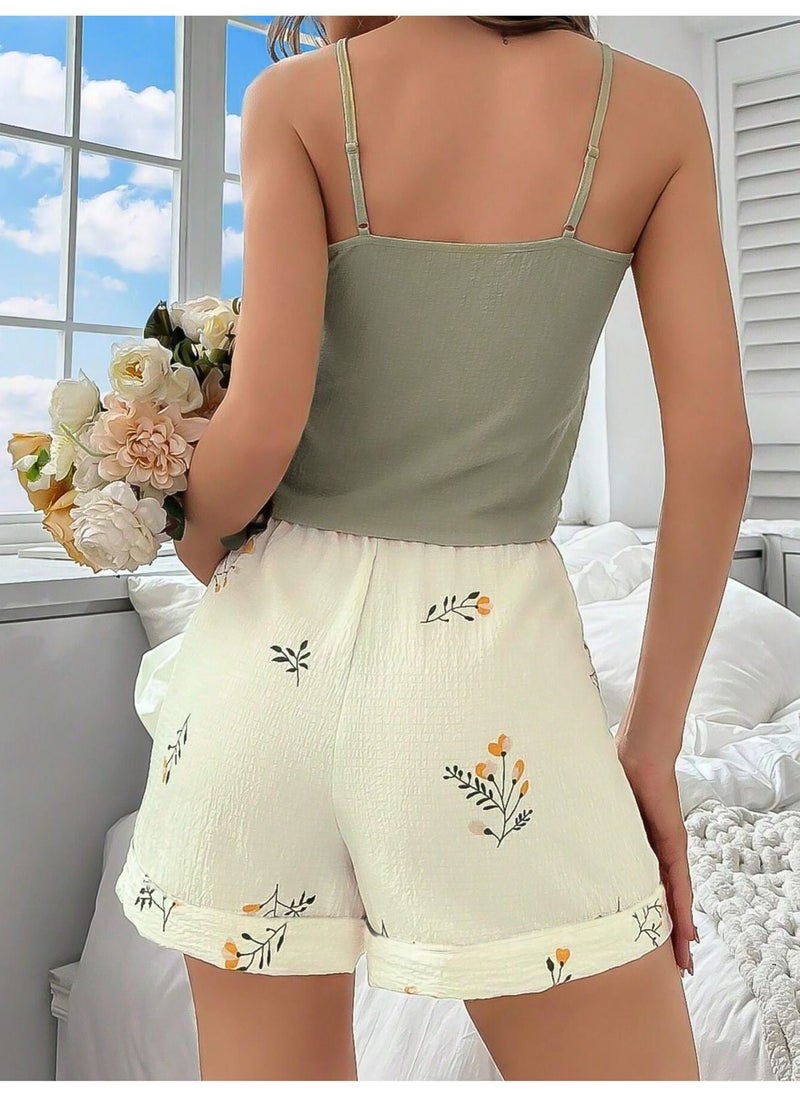 Bella Notte Women's Summer Pajama Set with Rope Strap Shorts  - Image 3