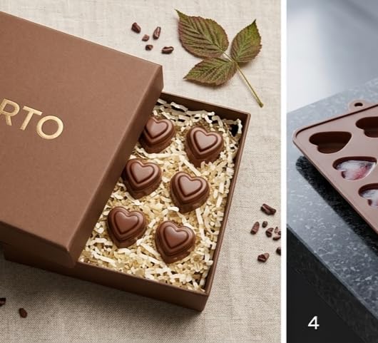 ARTO 15 Cavity Heart Chocolate Mold - Deep Brown Silicone Tray for DIY Valentine Gifts | Non-Stick Candy, Jelly & Baking Mould | Oven & Freezer Safe (Pack of 1) - Image 5