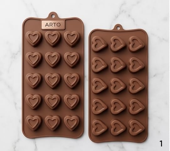 ARTO 15 Cavity Heart Chocolate Mold - Deep Brown Silicone Tray for DIY Valentine Gifts | Non-Stick Candy, Jelly & Baking Mould | Oven & Freezer Safe (Pack of 1) - Image 3