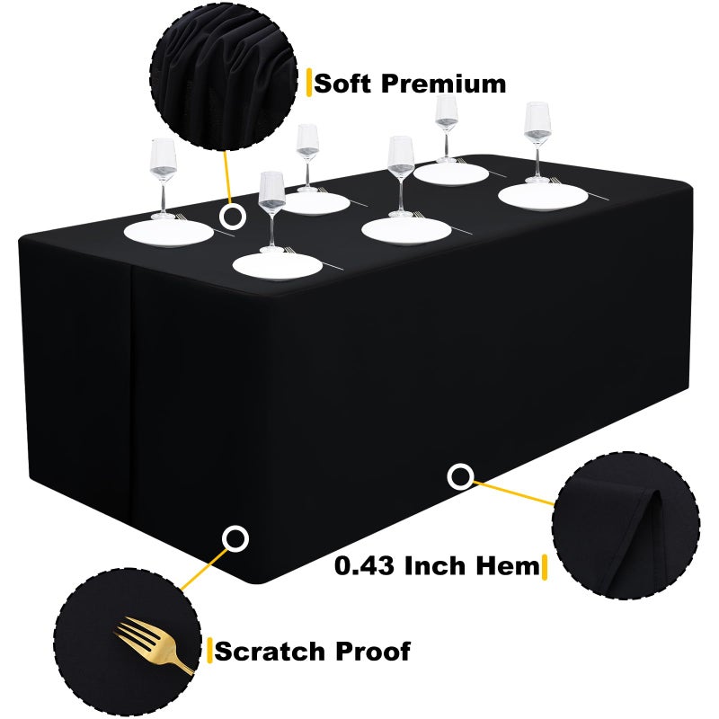 Smiry 2 Packs Fitted Black Tablecloths, 6 Foot Rectangle Polyester Fabric Table Cloths, Washable Table Cover for Trade Show, Craft Show, Parties, Birthday, Wedding, 72 x 30 Inch - Image 4