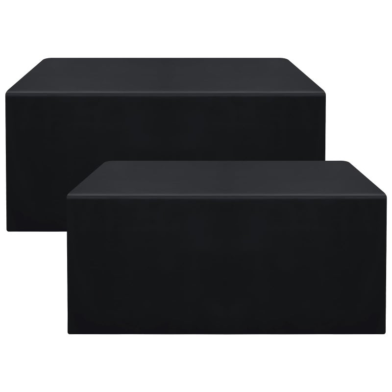 Smiry 2 Packs Fitted Black Tablecloths, 6 Foot Rectangle Polyester Fabric Table Cloths, Washable Table Cover for Trade Show, Craft Show, Parties, Birthday, Wedding, 72 x 30 Inch - Image 1
