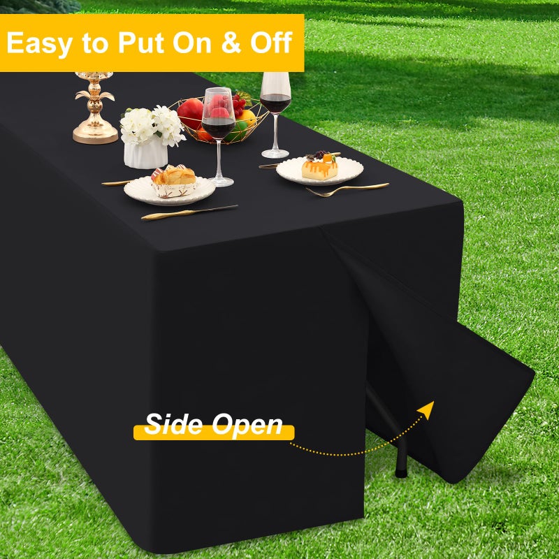 Smiry 2 Packs Fitted Black Tablecloths, 6 Foot Rectangle Polyester Fabric Table Cloths, Washable Table Cover for Trade Show, Craft Show, Parties, Birthday, Wedding, 72 x 30 Inch - Image 3