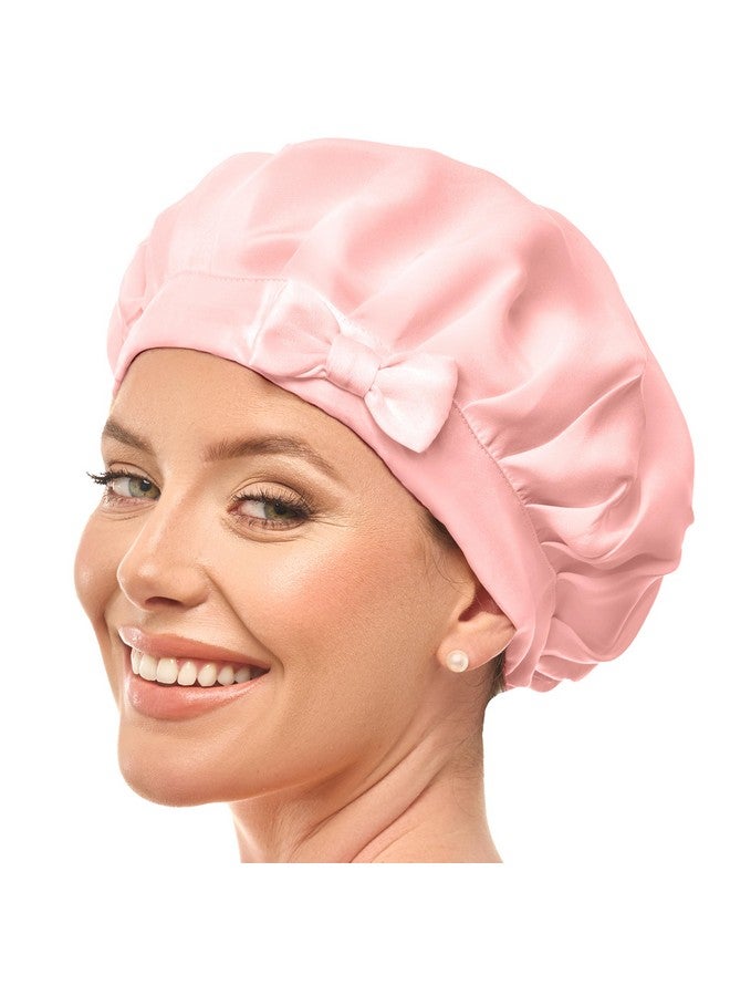 GOLDEN STAR BEAUTY Silk Bonnet 100% Mulberry Silk Sleep Cap Breathable & Adjustable Sleeping Silk Hair Wrap Women Night Cap For Curly Hair (Pink) - Image 1