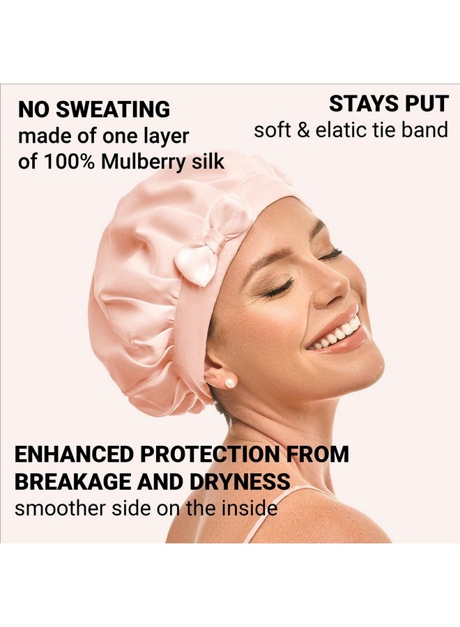 GOLDEN STAR BEAUTY Silk Bonnet 100% Mulberry Silk Sleep Cap Breathable & Adjustable Sleeping Silk Hair Wrap Women Night Cap For Curly Hair (Pink) - Image 5