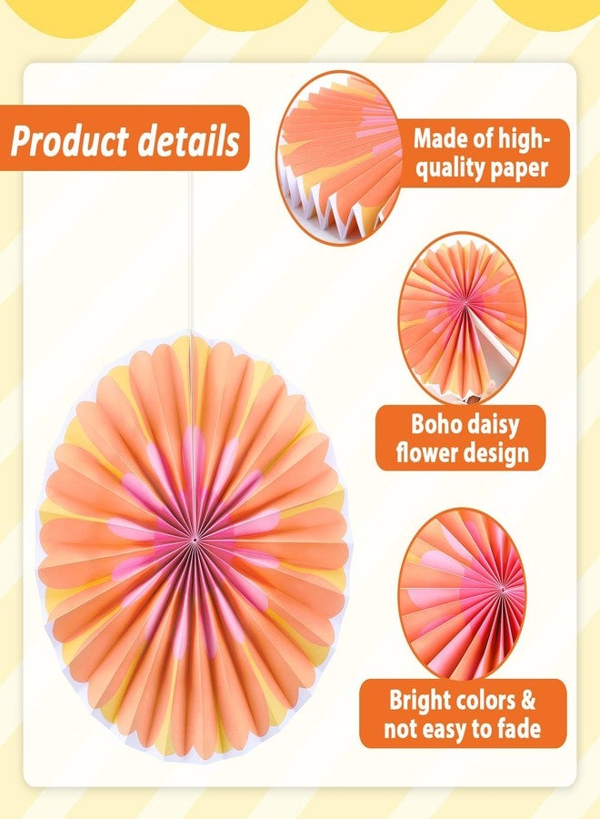 CHUNNIN Boho Paper Fans Party Decorations Daisy Paper Flowers Hanging Fans Decor Set 12 Pcs Groovy Theme Party Supplies Daisy Paper Garland Backdrop for Birthday Wedding Baby Shower Graduation Classroom Wall - Image 3