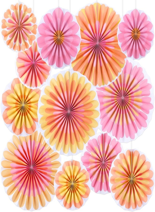 CHUNNIN Boho Paper Fans Party Decorations Daisy Paper Flowers Hanging Fans Decor Set 12 Pcs Groovy Theme Party Supplies Daisy Paper Garland Backdrop for Birthday Wedding Baby Shower Graduation Classroom Wall - Image 1