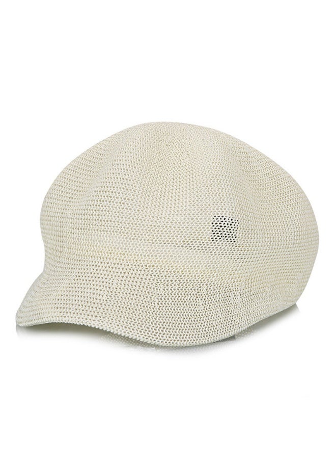 Women's Hollow Octagonal Hat Grass Yarn Breathable Sunshade Hat Spring/Summer Minimalist Hat Small Straw Hat（Beige） - Image 1