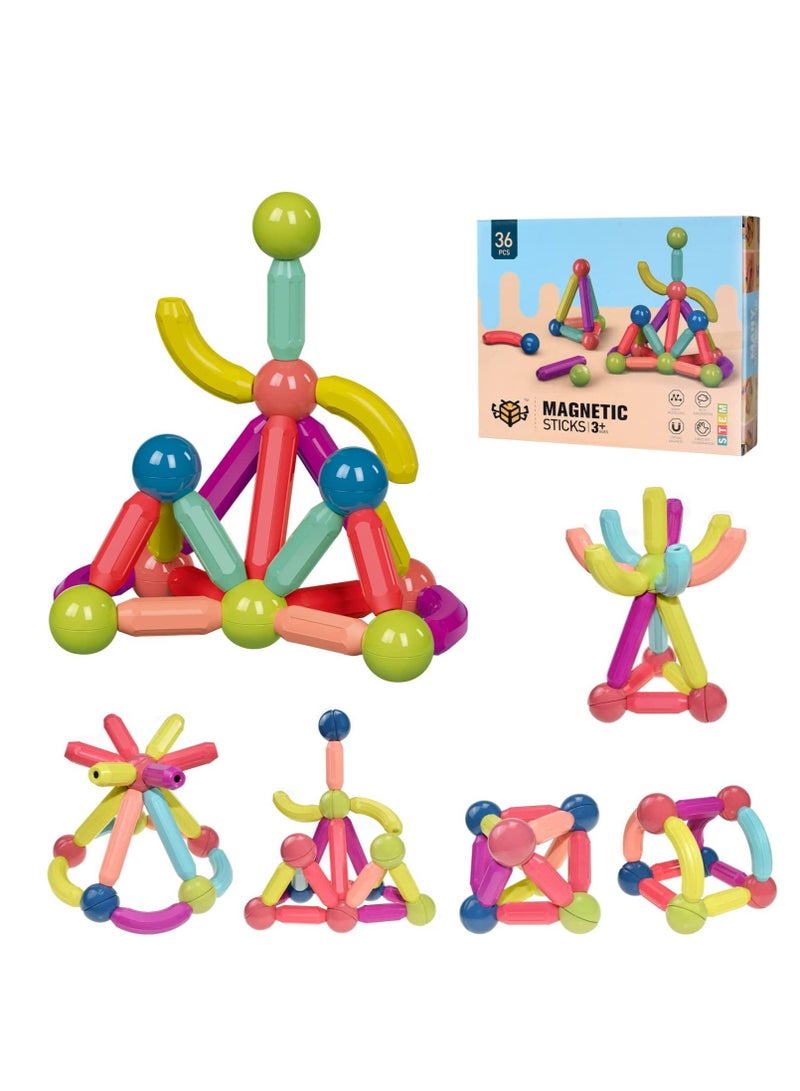 Magnetic Building Blocks for Kids Ages 4-8, Construction Toys for Boys and Girls, Large Size Magnetic Sticks and Balls Game Set for Kid’s Early Educational Learning - Image 1