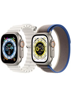 Silicone Ocean Band Strap Snow White Trail Loop strap Blue/Gray Set of 2 for Apple Watch Ultra 8 49mm
