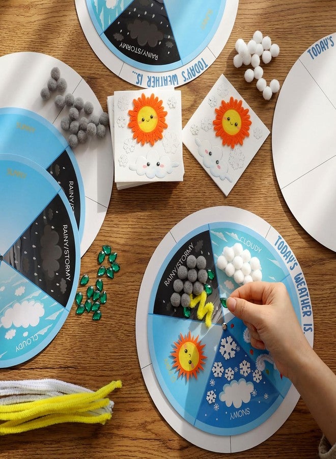 RoundFunny 24 Set Weather Wheels DIY Weather Wheels Chart Crafts for Kids Preschool Learning Toys for Educational and Learning Activities (Not Included Glue) - Image 4
