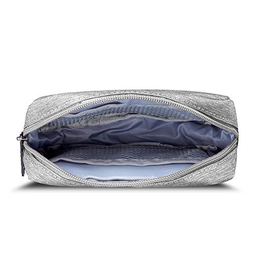 E-Tree Small Makeup Bag, Cosmetic Toiletry Skin Care Make up Little Items Pouch for Purse, Zipper Mini Tech Charger Cable Electronic Organizer Case, Travel Accessories for Women Men Teen, Grey - Image 4