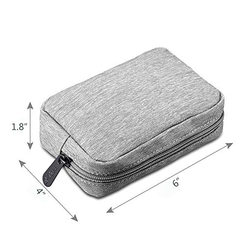 E-Tree Small Makeup Bag, Cosmetic Toiletry Skin Care Make up Little Items Pouch for Purse, Zipper Mini Tech Charger Cable Electronic Organizer Case, Travel Accessories for Women Men Teen, Grey - Image 2