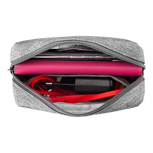 E-Tree Small Makeup Bag, Cosmetic Toiletry Skin Care Make up Little Items Pouch for Purse, Zipper Mini Tech Charger Cable Electronic Organizer Case, Travel Accessories for Women Men Teen, Grey - Image 5