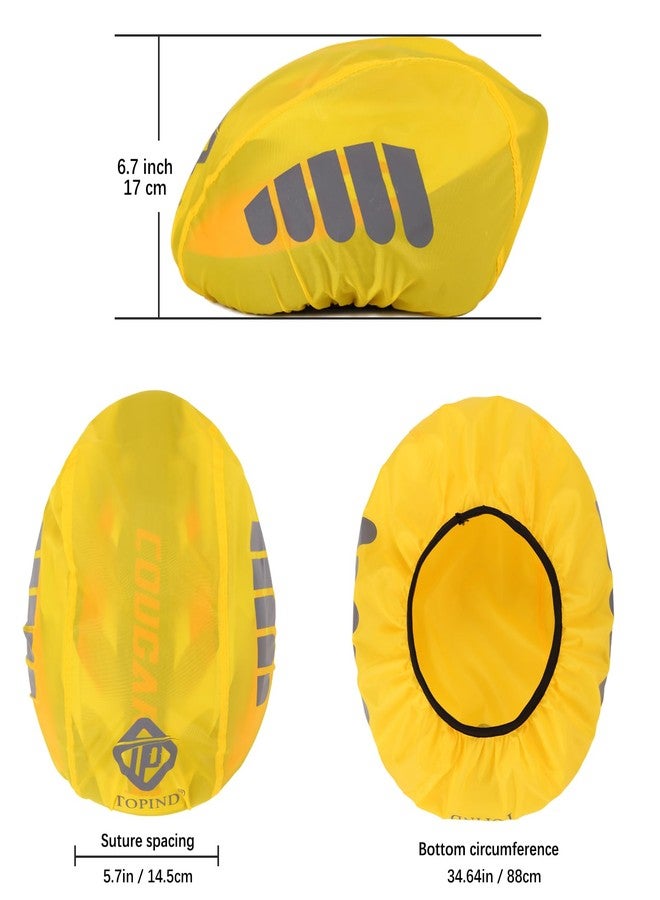 TOPIND Bike Helmet Cover High Visibility Waterproof Cycling Helmet Rain Cover with Reflective Strip Dustproof Breathable Mountain Road Bicycle Helmet Snow Cover Ride Gear (Yellow, Large) - Image 3