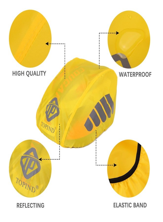 TOPIND Bike Helmet Cover High Visibility Waterproof Cycling Helmet Rain Cover with Reflective Strip Dustproof Breathable Mountain Road Bicycle Helmet Snow Cover Ride Gear (Yellow, Large) - Image 2