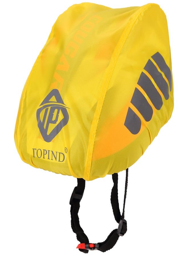 TOPIND Bike Helmet Cover High Visibility Waterproof Cycling Helmet Rain Cover with Reflective Strip Dustproof Breathable Mountain Road Bicycle Helmet Snow Cover Ride Gear (Yellow, Large) - Image 1