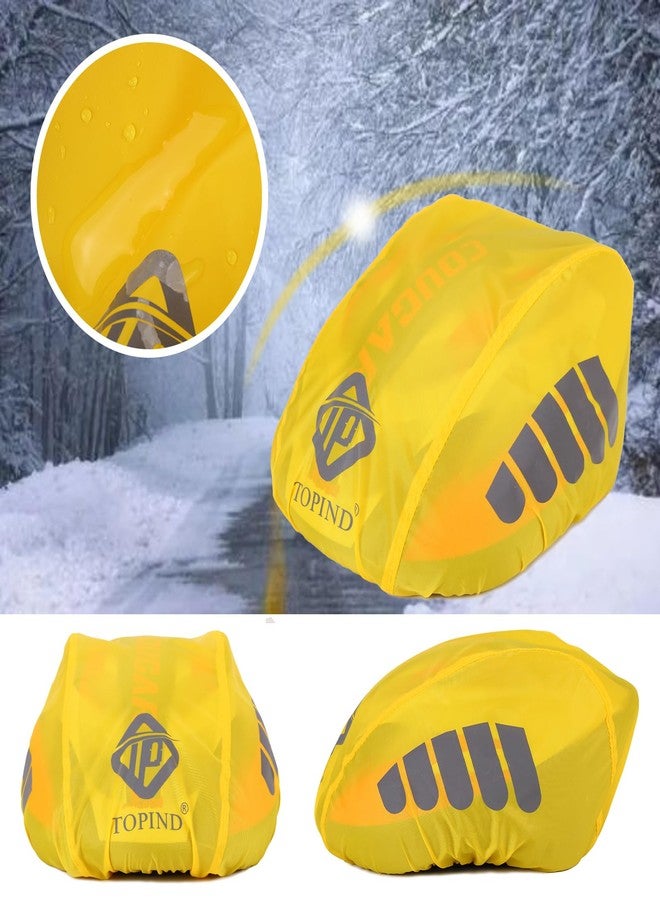 TOPIND Bike Helmet Cover High Visibility Waterproof Cycling Helmet Rain Cover with Reflective Strip Dustproof Breathable Mountain Road Bicycle Helmet Snow Cover Ride Gear (Yellow, Large) - Image 4