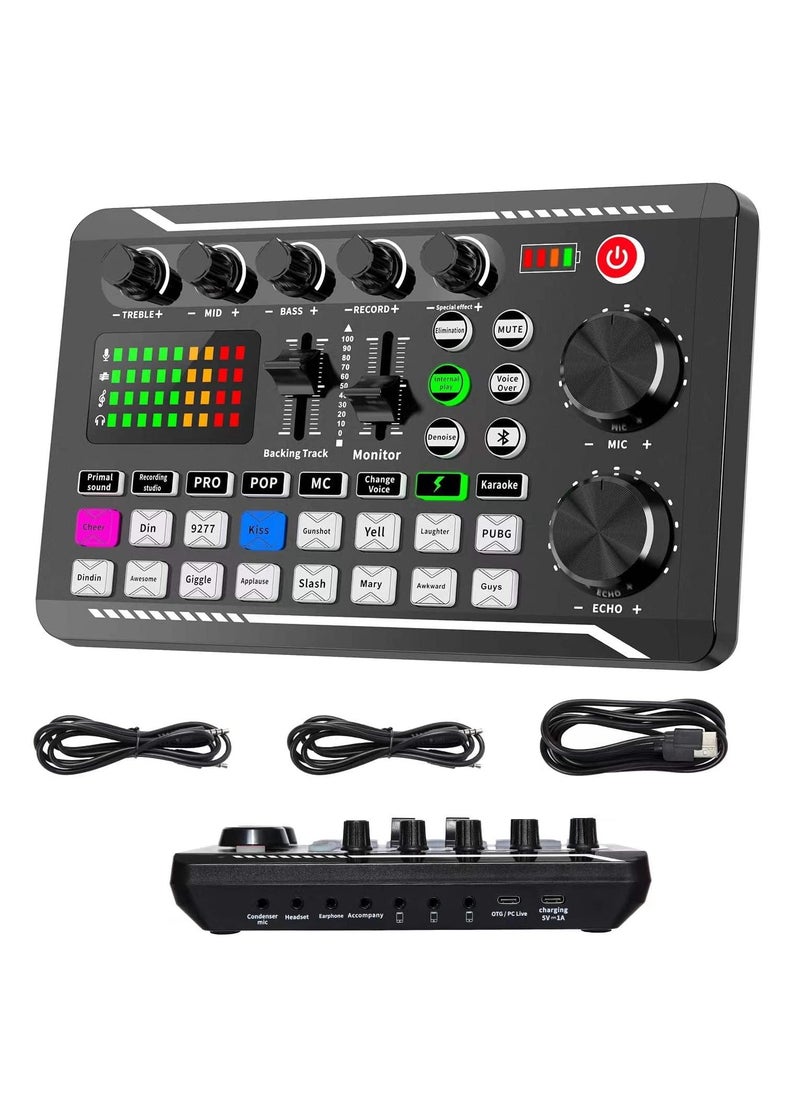 ماركة غير محددة - بطاقة صوت مباشرة F988 ، بطاقة صوت مباشرة وواجهة صوتية مع مؤثرات مزج DJ ومغير صوت ، مزود بمزود صوت ستيريو بلوتوث ، لبث YouTube - Image 1