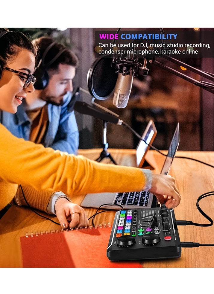 ماركة غير محددة - بطاقة صوت مباشرة F988 ، بطاقة صوت مباشرة وواجهة صوتية مع مؤثرات مزج DJ ومغير صوت ، مزود بمزود صوت ستيريو بلوتوث ، لبث YouTube - Image 1