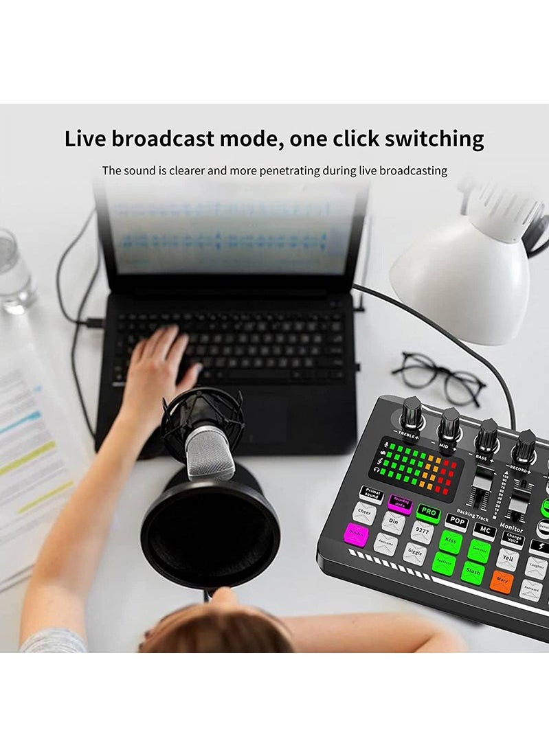 ماركة غير محددة - بطاقة صوت مباشرة F988 ، بطاقة صوت مباشرة وواجهة صوتية مع مؤثرات مزج DJ ومغير صوت ، مزود بمزود صوت ستيريو بلوتوث ، لبث YouTube - Image 1