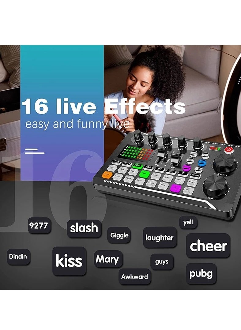 ماركة غير محددة - بطاقة صوت مباشرة F988 ، بطاقة صوت مباشرة وواجهة صوتية مع مؤثرات مزج DJ ومغير صوت ، مزود بمزود صوت ستيريو بلوتوث ، لبث YouTube - Image 1