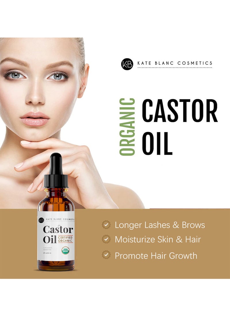 Kate Blanc Cosmetics - Castor Oil, Eyelash Growth Serum, All Natural Moisturizing, Strengthen And Grow Restorative Hair Serum, for Eyelashes and Eyebrows and Hair 60ml - Image 1