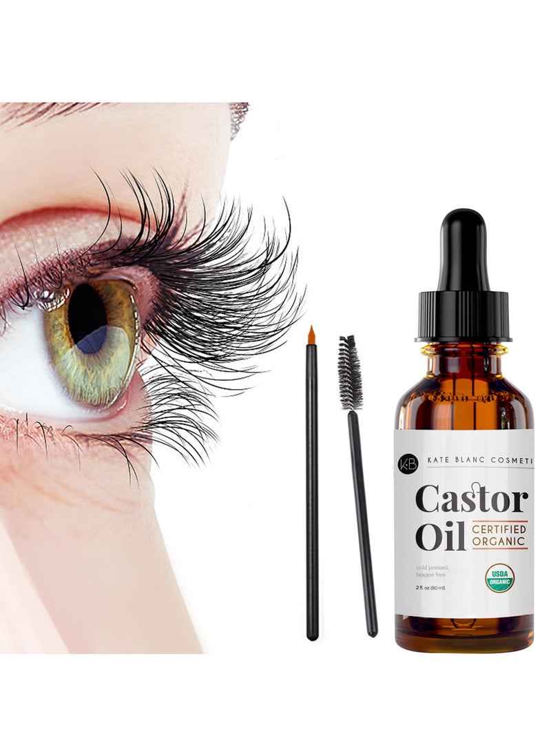 Kate Blanc Cosmetics - Castor Oil, Eyelash Growth Serum, All Natural Moisturizing, Strengthen And Grow Restorative Hair Serum, for Eyelashes and Eyebrows and Hair 60ml - Image 1