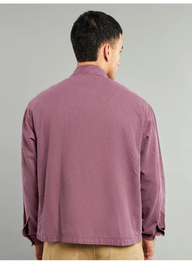 Beyoung Mauve Overdyed Zipper Shacket