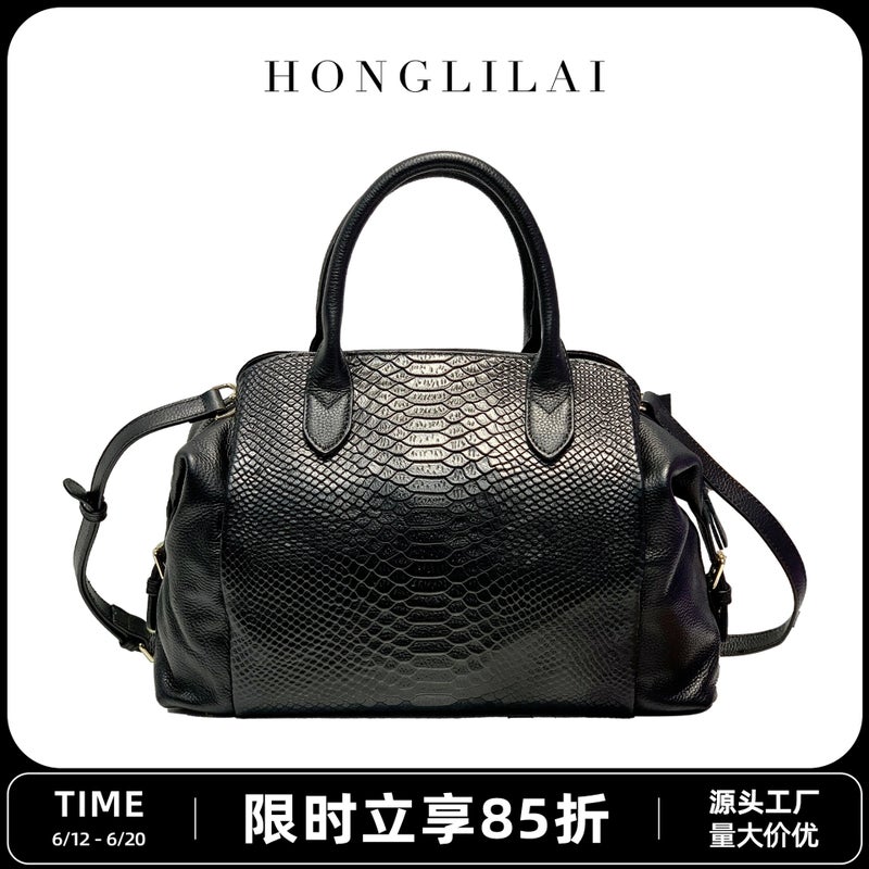 Genuine Leather Women'S Bag, High-End Light Luxury Crocodile Pattern Large-Capacity Bag, Crossbody Bag, Tote Bag, Boston Bag, Handbag - Image 2