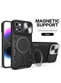 Apple iPhone 13 Mobile Phone Case Cover, Slide Camera Lens Cover, 360°Rotating Kickstand Ring, Bumper Shockproof Phone Case，Compatible with Car Magnetic Mount