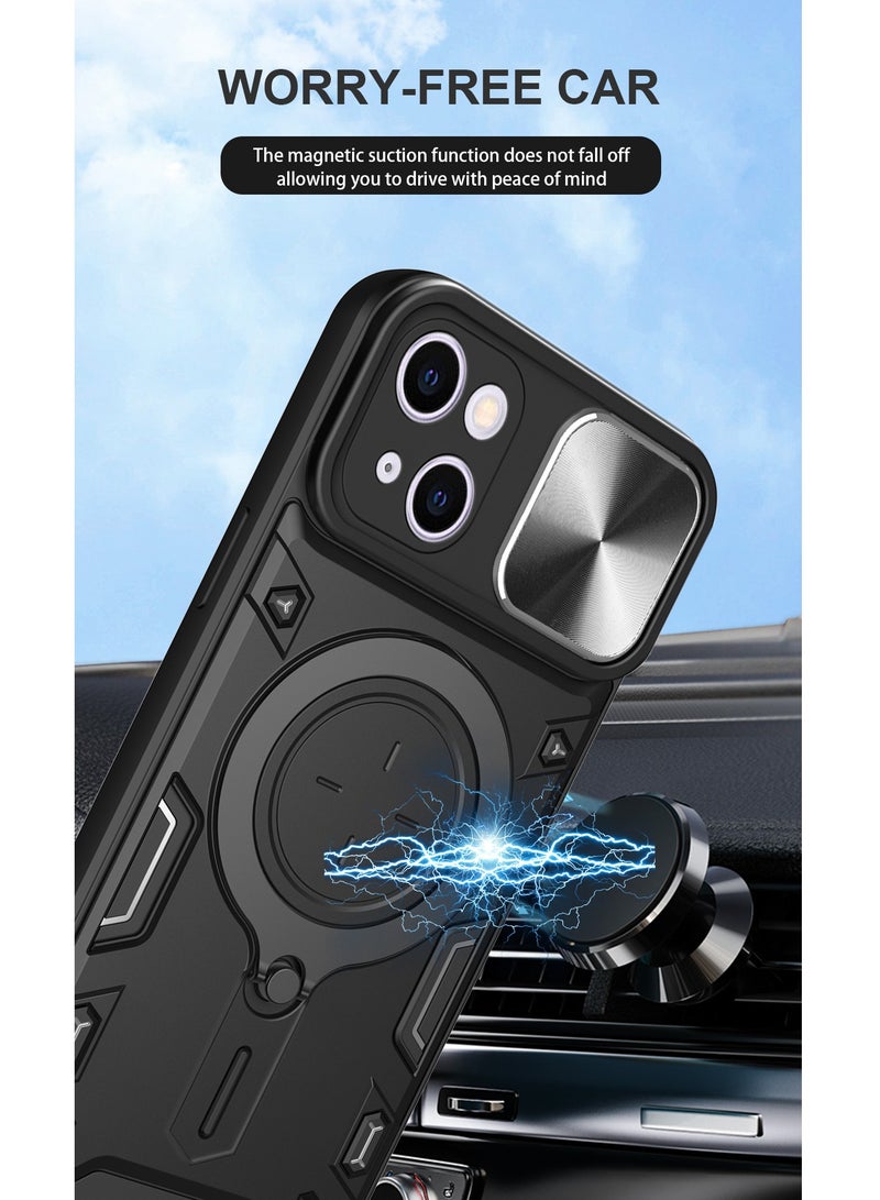 Case Cover for iPhone 13 Mobile Phone, Slide Camera Lens Cover, 360°Rotating Kickstand Ring, Bumper Shockproof Phone Case，Compatible with Car Magnetic Mount  - Image 4