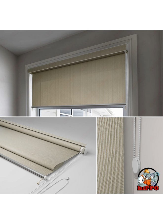 هيبو ستارة HIPPO Roller Blinds للظل الخارجي مصنوعة من مادة البولي إيثيلين عالي الكثافة مع حماية 95% من أشعة الشمس والأشعة فوق البنفسجية، وتصميم تدفق الهواء، وستائر شرفة قابلة للطي لتصفية الضوء (الصحراء الرملية، 3 أقدام × 5 أقدام)  - Image 4